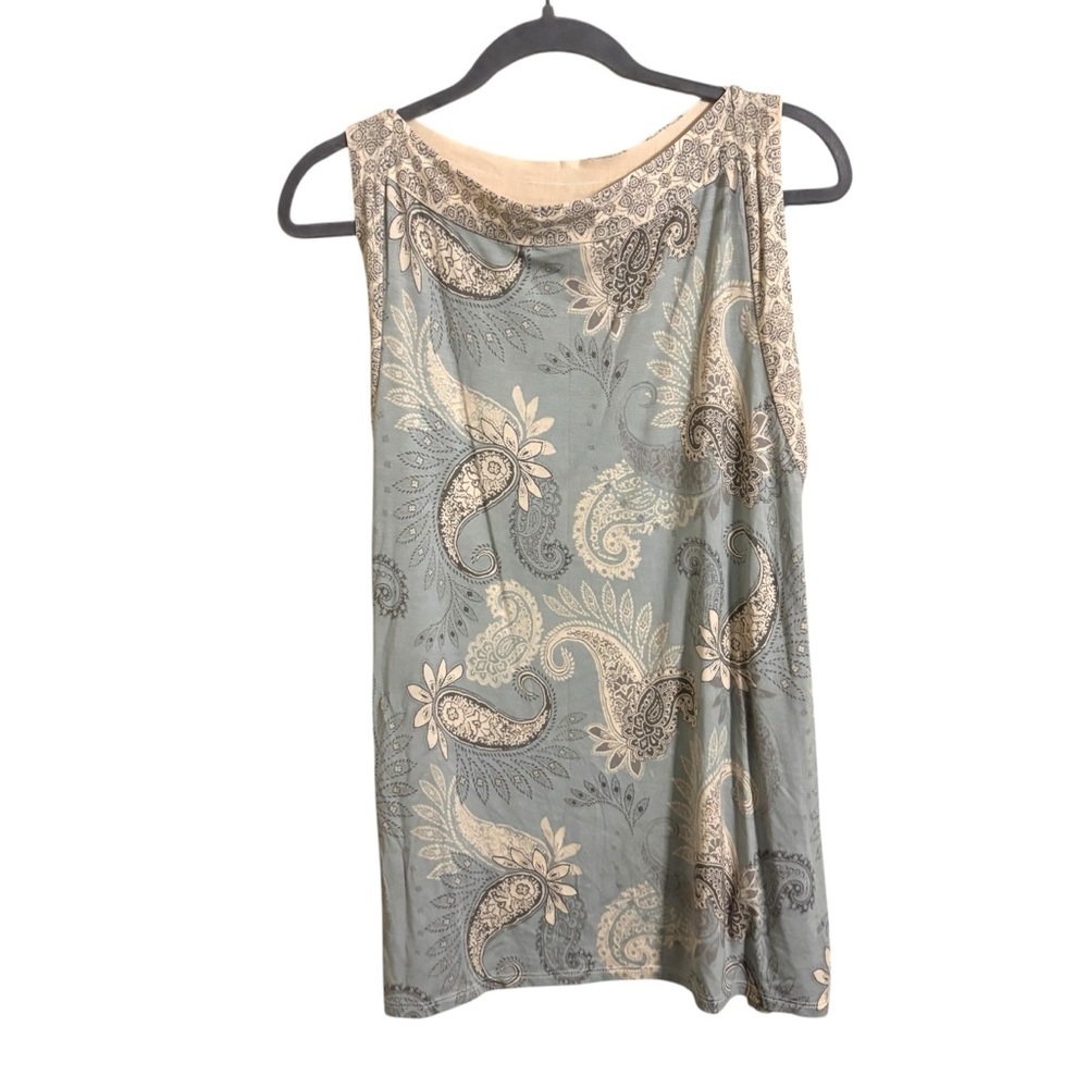 Rose + Olive Dusty Blue Paisley Tank Top XL‎